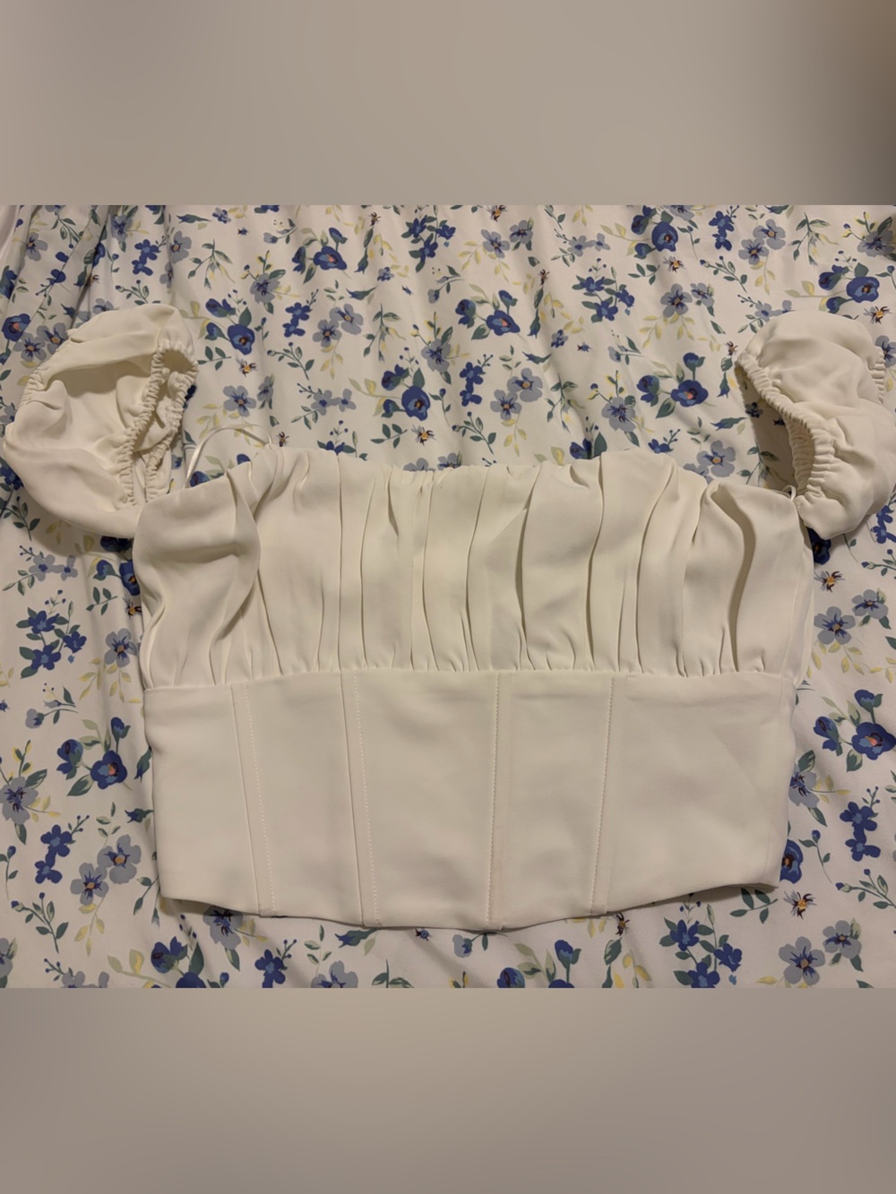 White Ruched Cropped Corset - Women